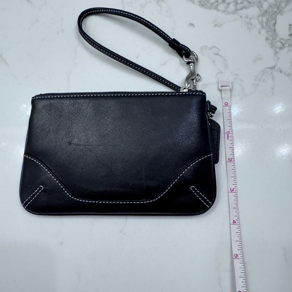 Classic Coach Signature Y2K Black Leather Clutch Small Wristlet Purse Zipper